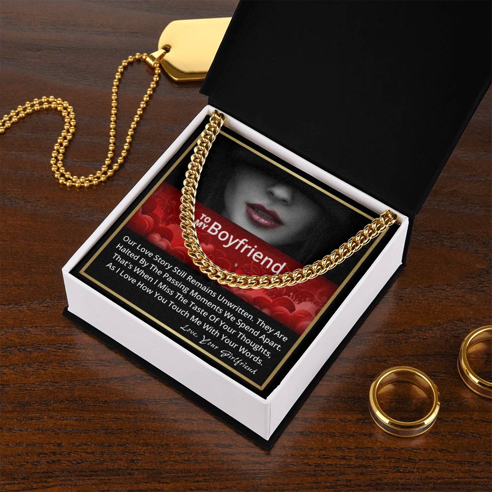 To My Boyfriend Happy Birthday Anniversary Gift For Him Link Chain Necklace Message Card Cuban Link Chain