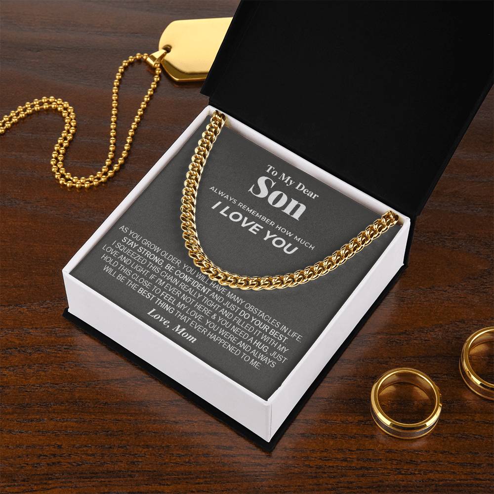 To My Dear Son Chain Necklace Gift For Son From Mom Son Birthday Son Graduation Gift Cuban Link Chain