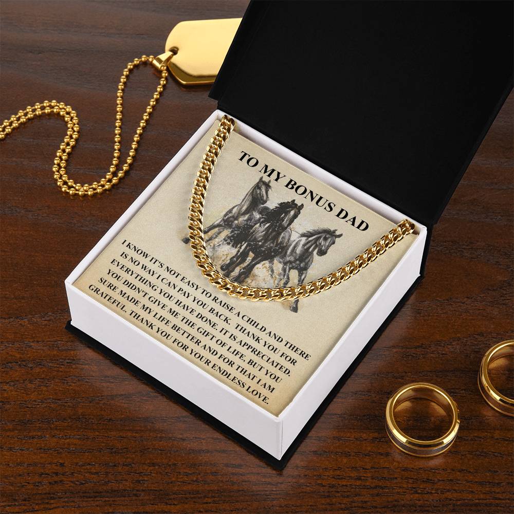 Step Dad Gift From Step Daughter Bonus Dad Gift From Bonus Son Fathers Day Horse Lover Gift For Stepped Up Dad Cuban Link Chain