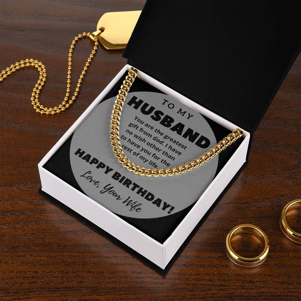 To My Husband Happy Birthday Cuban Link Chain