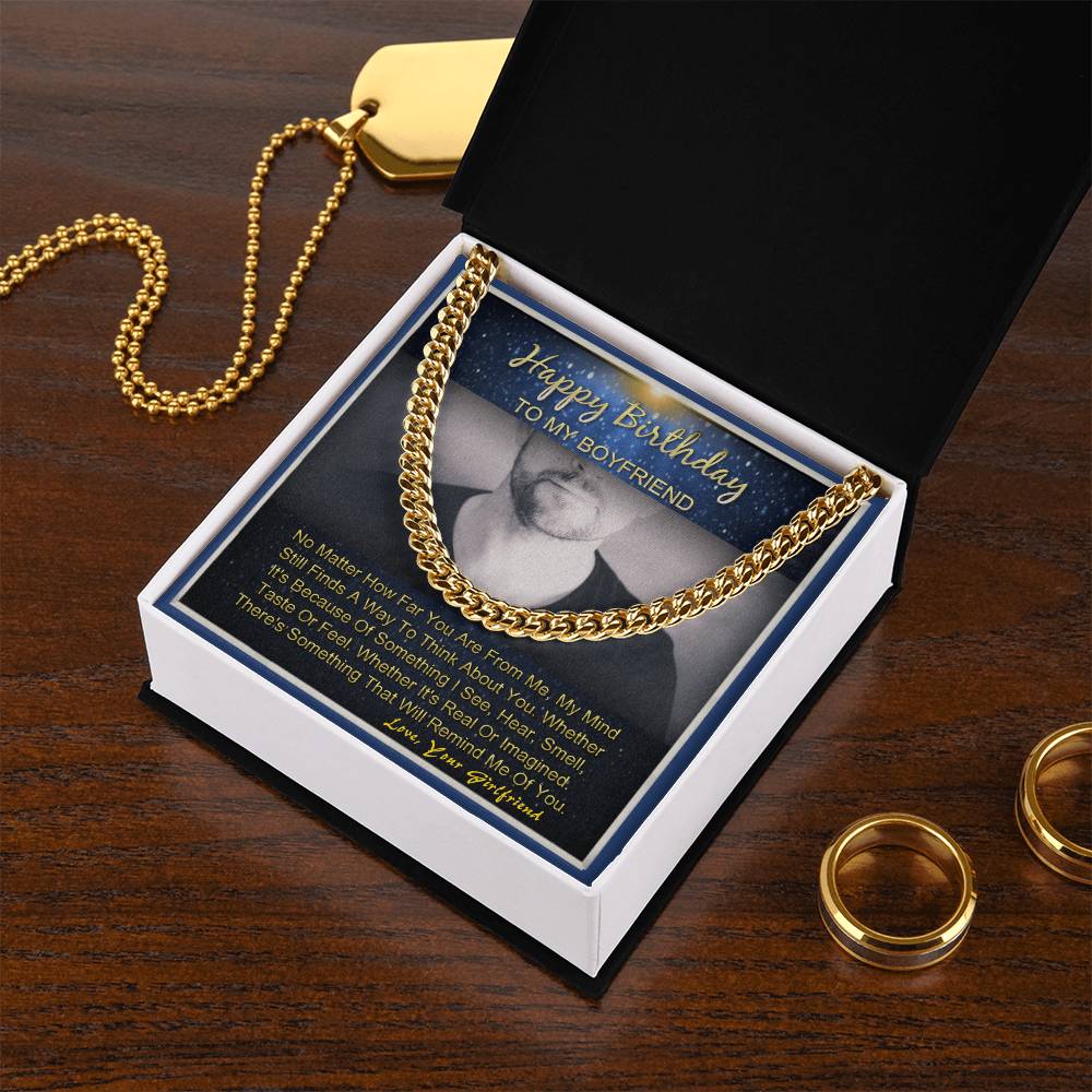 Happy Birthday To My Boyfriend Gifts For Him Cuban Link Necklace Message Card Cuban Link Chain