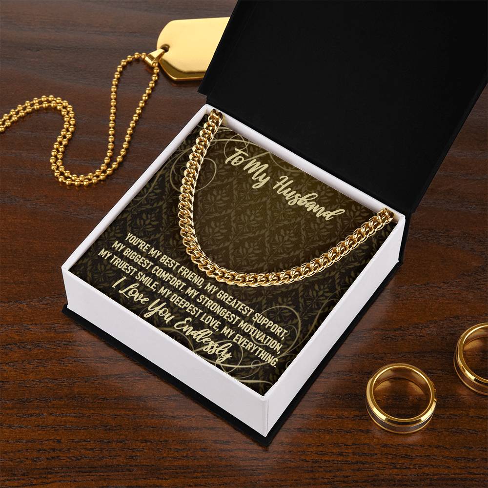 To My Husband I Love My Everything Chain Necklace Cuban Link Chain