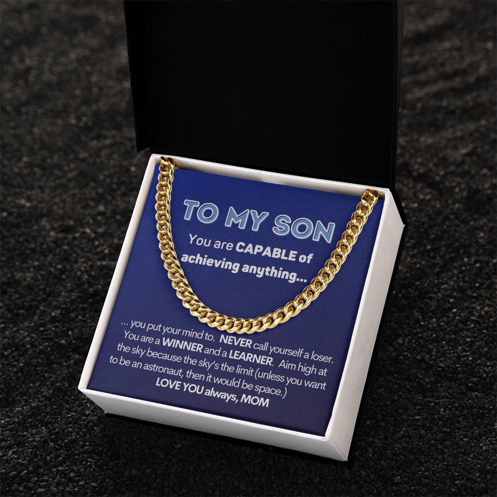 To My Son Cuban Chain Necklace Gift From Mom Cuban Link Chain
