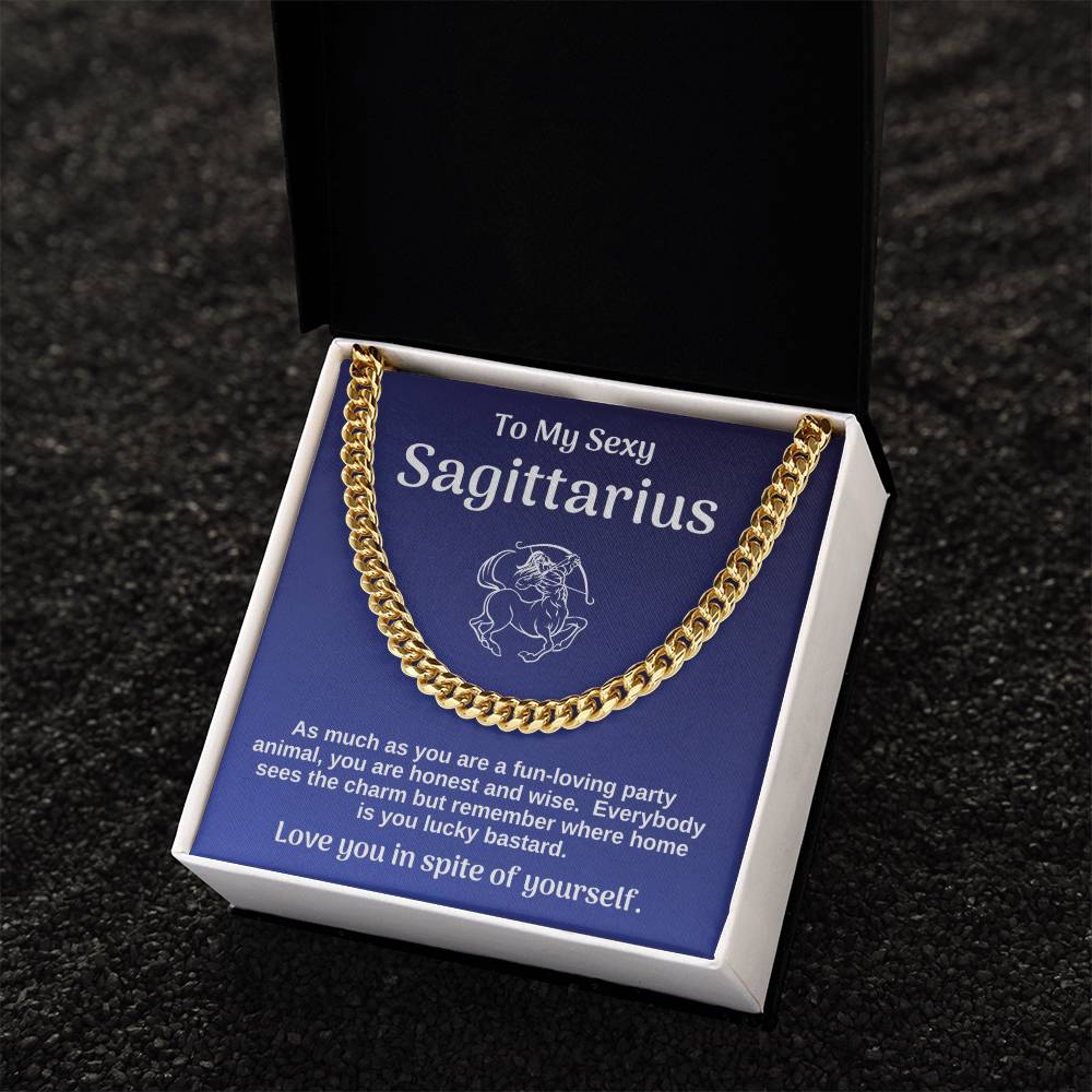 My Sexy Sagittarius Cuban Chain Link Necklace Gift From Wife Cuban Link Chain