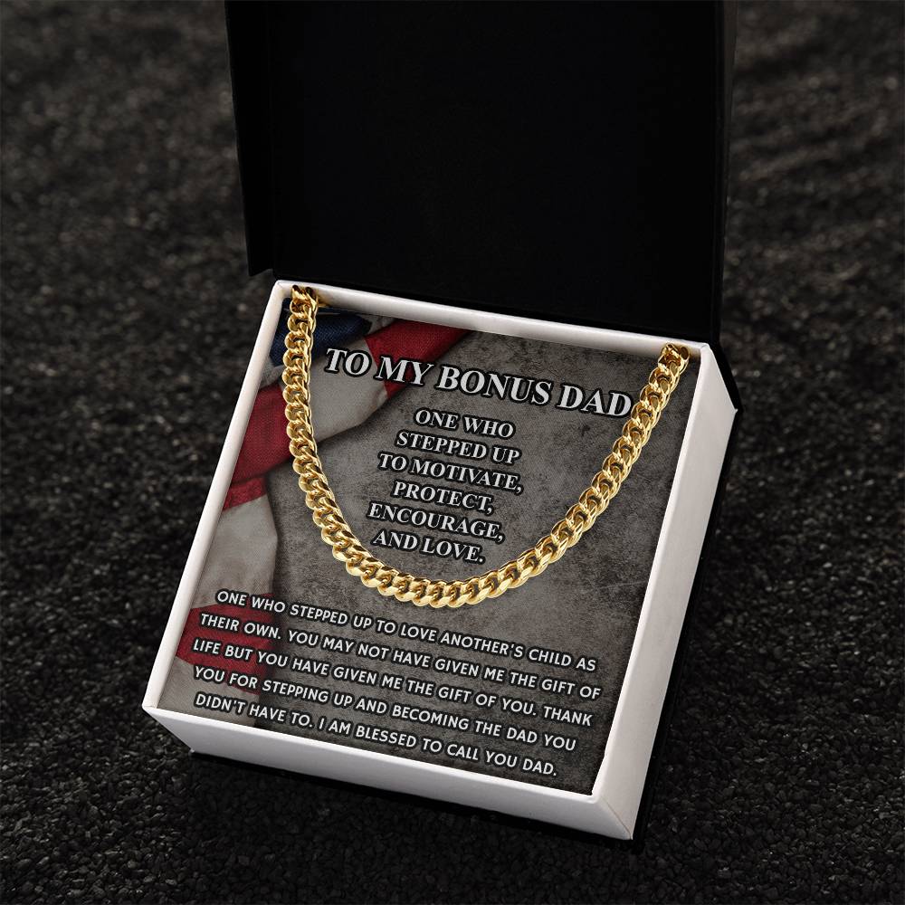 Step Dad Gift From Step Daughter Bonus Dad Gift From Bonus Son Fathers Day Sentimental Military Gift For Stepped Up Da Cuban Link Chain