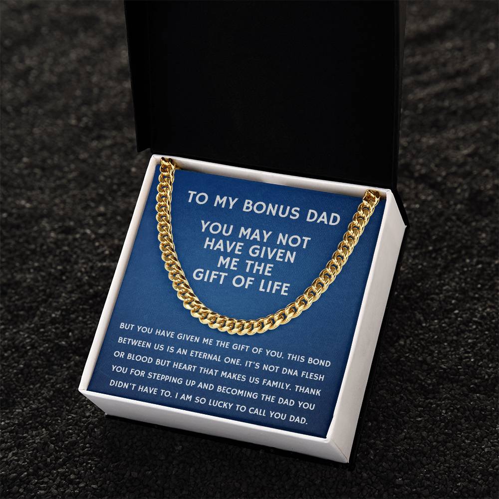 Step Dad Gift From Step Daughter Bonus Dad Gift From Bonus Son Fathers Day Sentimental Gift For Stepped Up Dad Cuban Link Chain