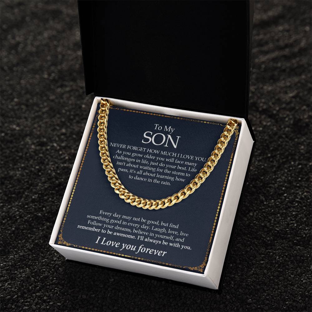To My Son Cuban Chain Necklace Gift For Son From Mom Dad Cuban Link Chain