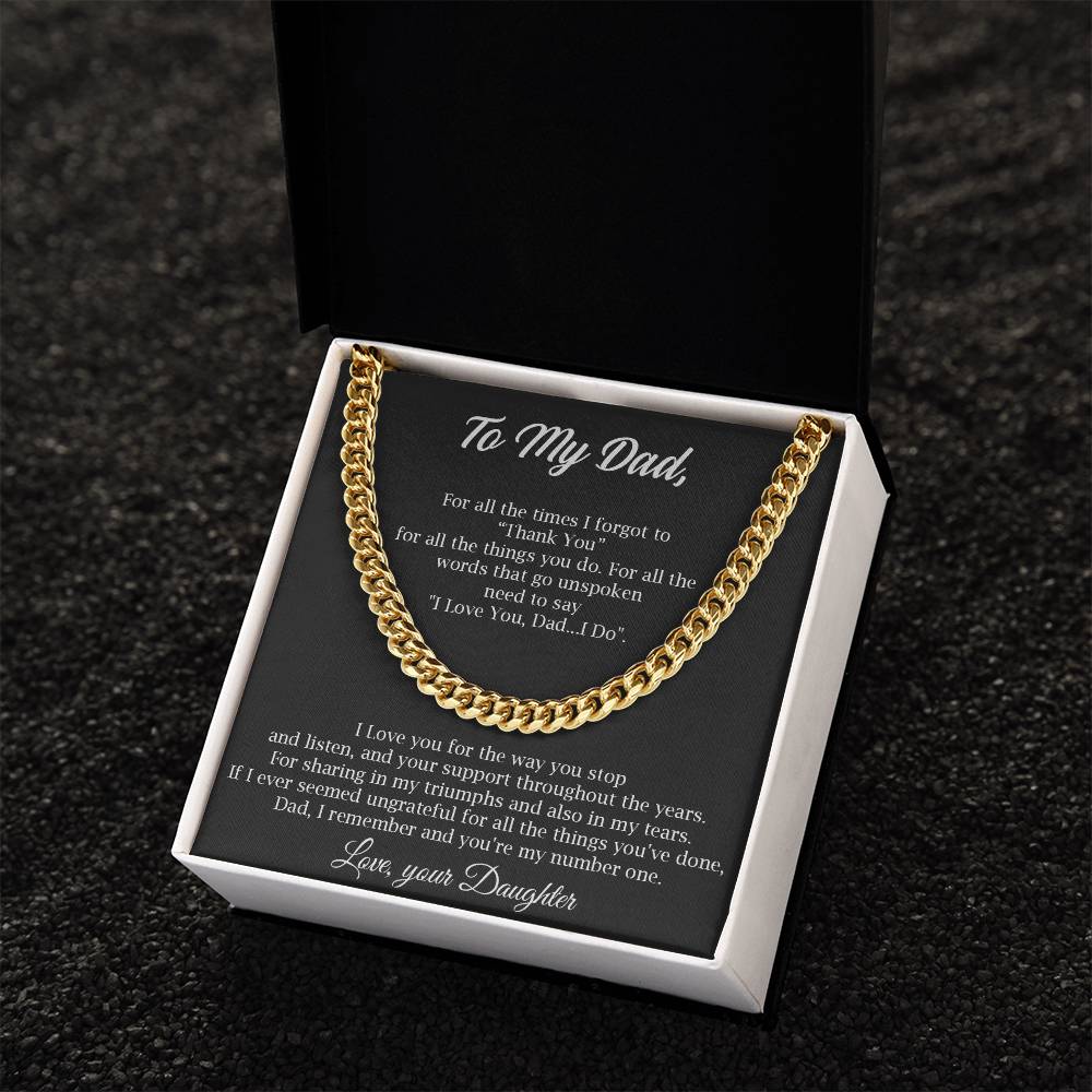 To My Dad Cuban Chain Necklace Gift For Dad From Daughter Father's Day Gift Dad Birthday Present Cuban Link Chain