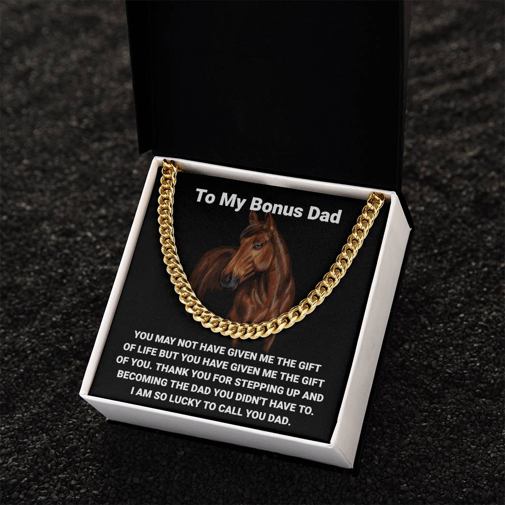 Step Dad Gift From Step Daughter Bonus Dad Gift From Bonus Son Fathers Day Horse Lover Gift For Stepped Up Dad Cuban Link Chain