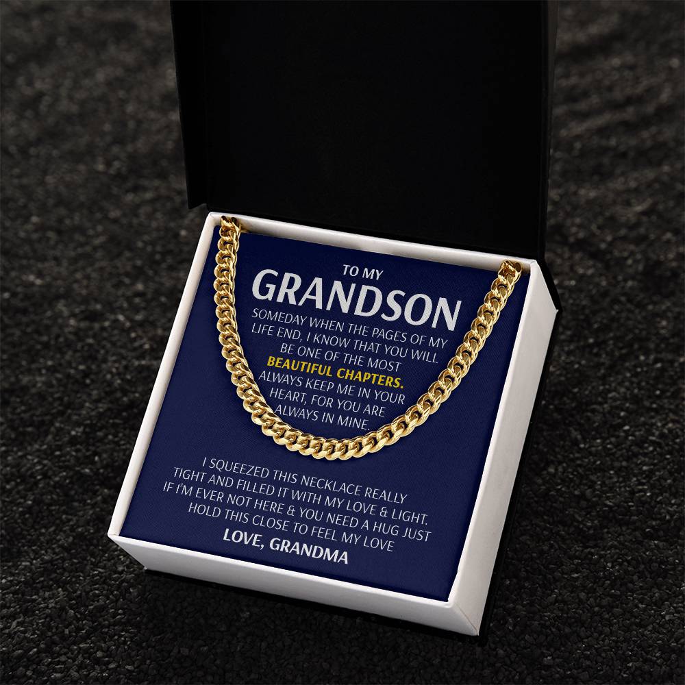 To My Grandson - Beautiful Chapters  Cuban Link Chain Necklace