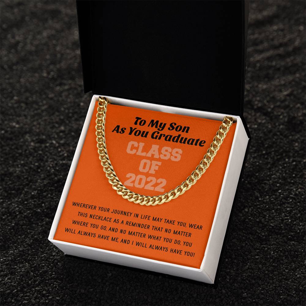 Son Graduation Class Of 2022 High School Graduation College Graduation Gift For Son Mens Gold Cuban Link Chain Necklac
