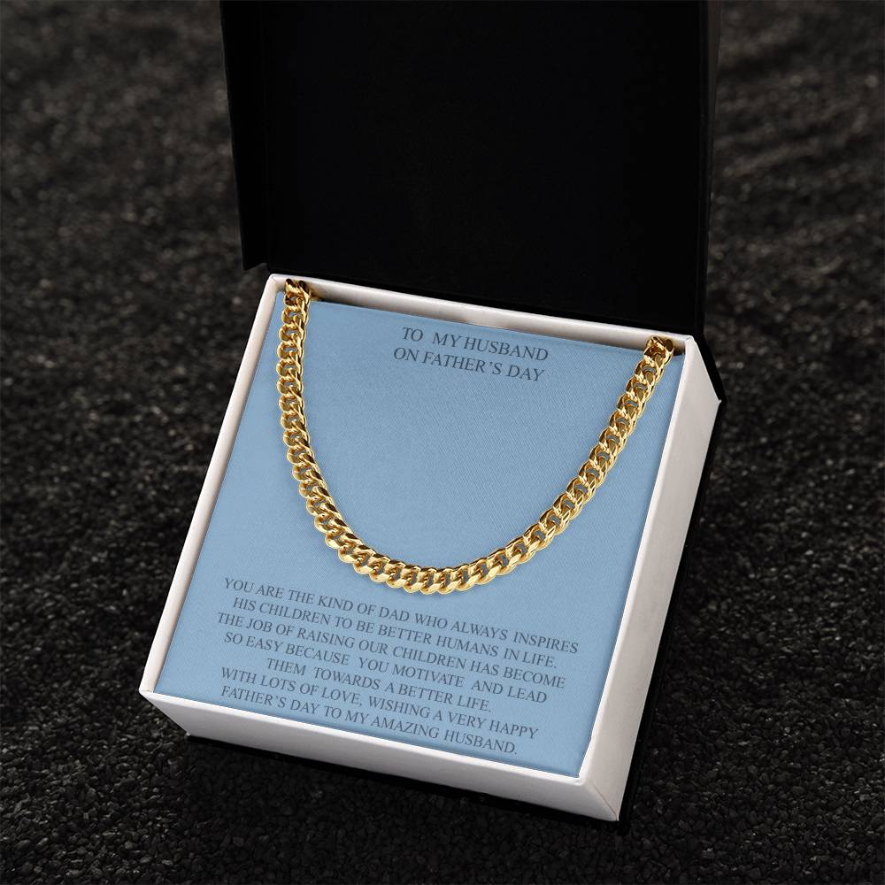 To My Husband On Father's Day Cuban Link Chain