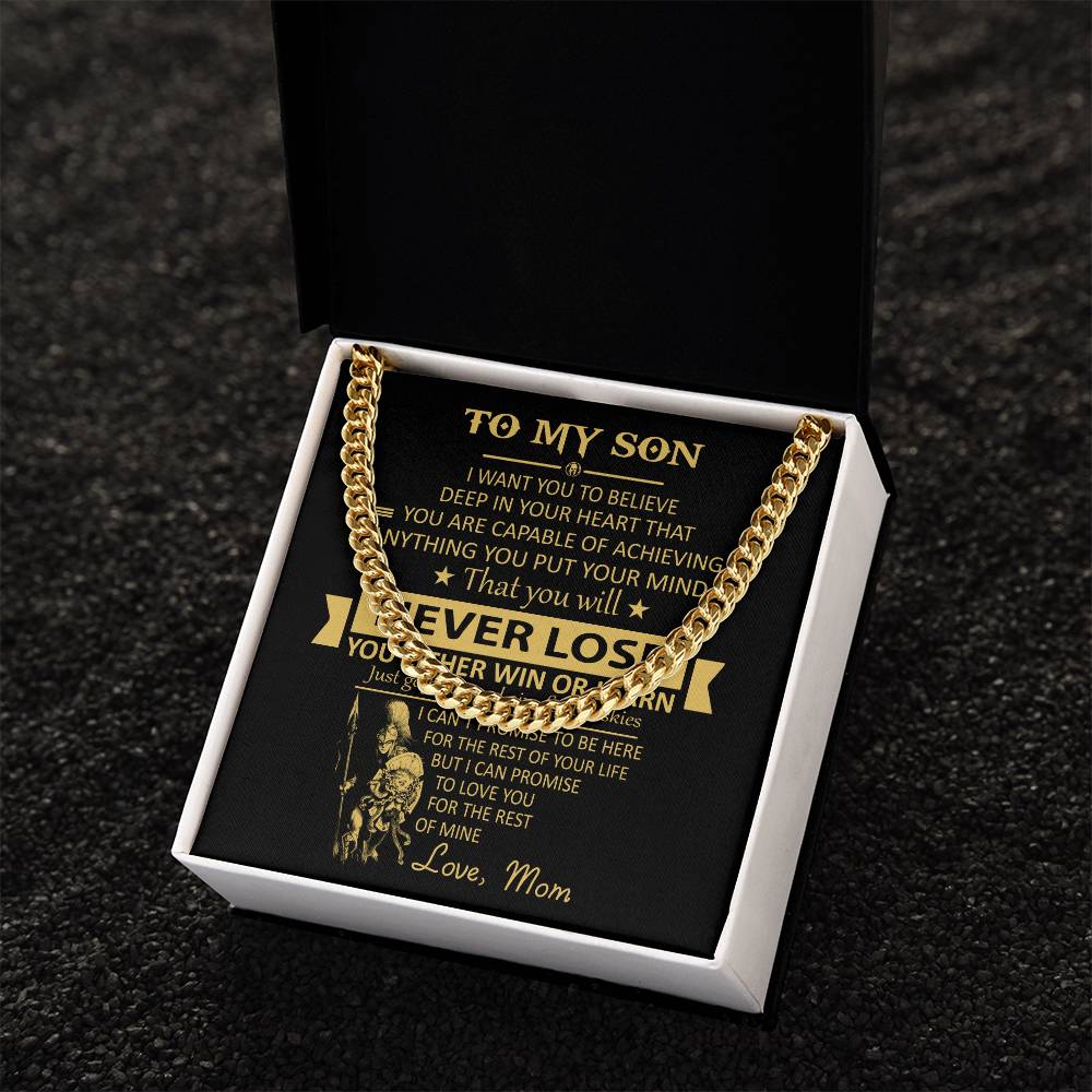 You'll Never Lose Gift For Son Cuban Link Chain Necklace