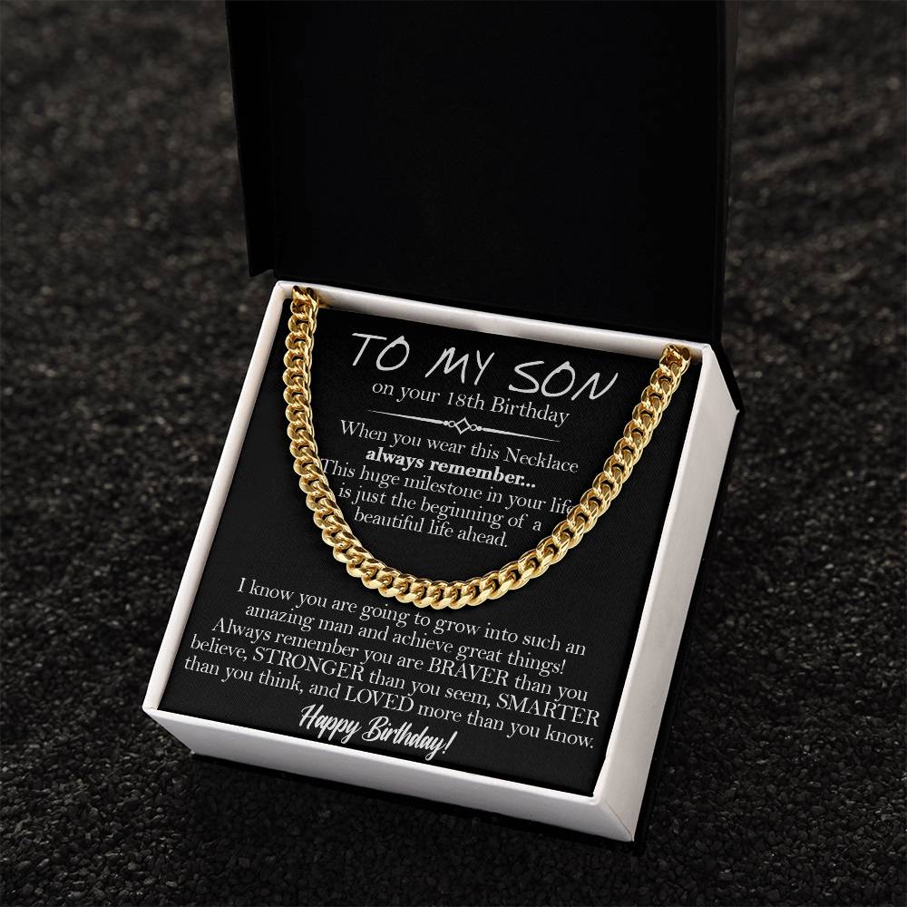 18Th Birthday Gift For Son To My Son 18Th Birthday Cuban Chain Necklace Keepsake 18Th Birthday Gift For Him Cuban Link Chain