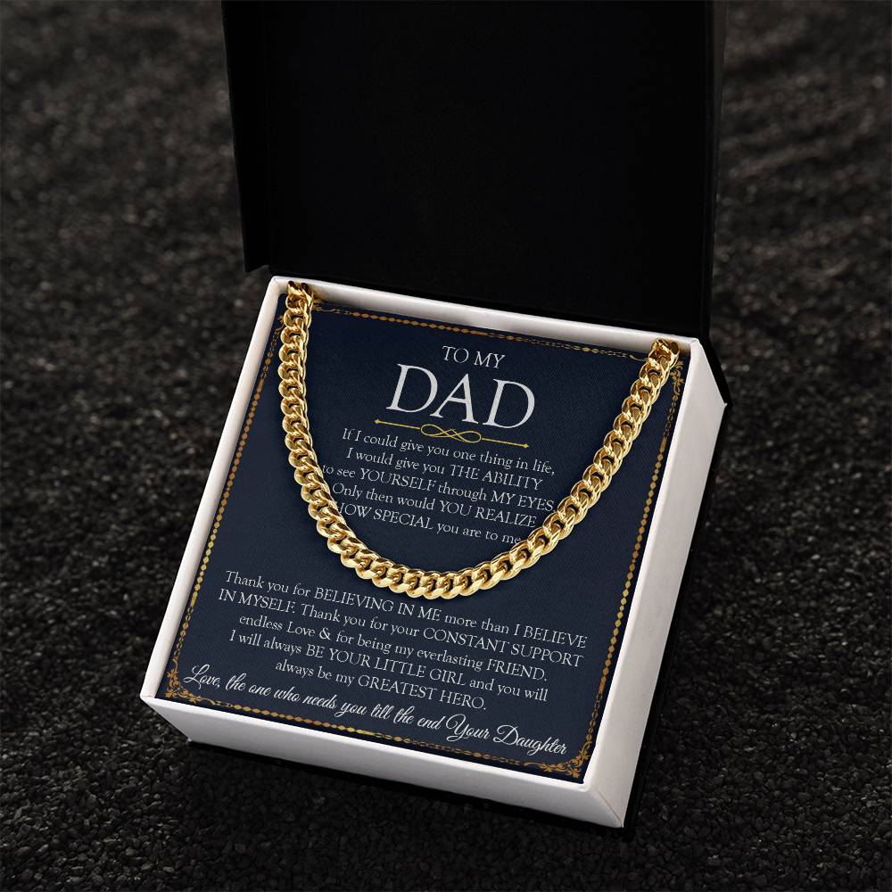 Father's Day Gift For Dad Dad Necklace Gift From Daughter To My Dad Necklace Dad Birthday Gift Cuban Link Chain