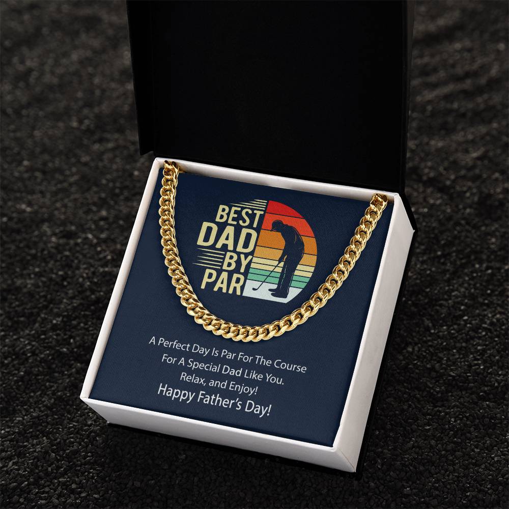 Cuban Link Chain Men Best Dad By Par Gift Necklace For Golf Dad Father's Day Gift Necklace For Dad Bonus Dad Gift