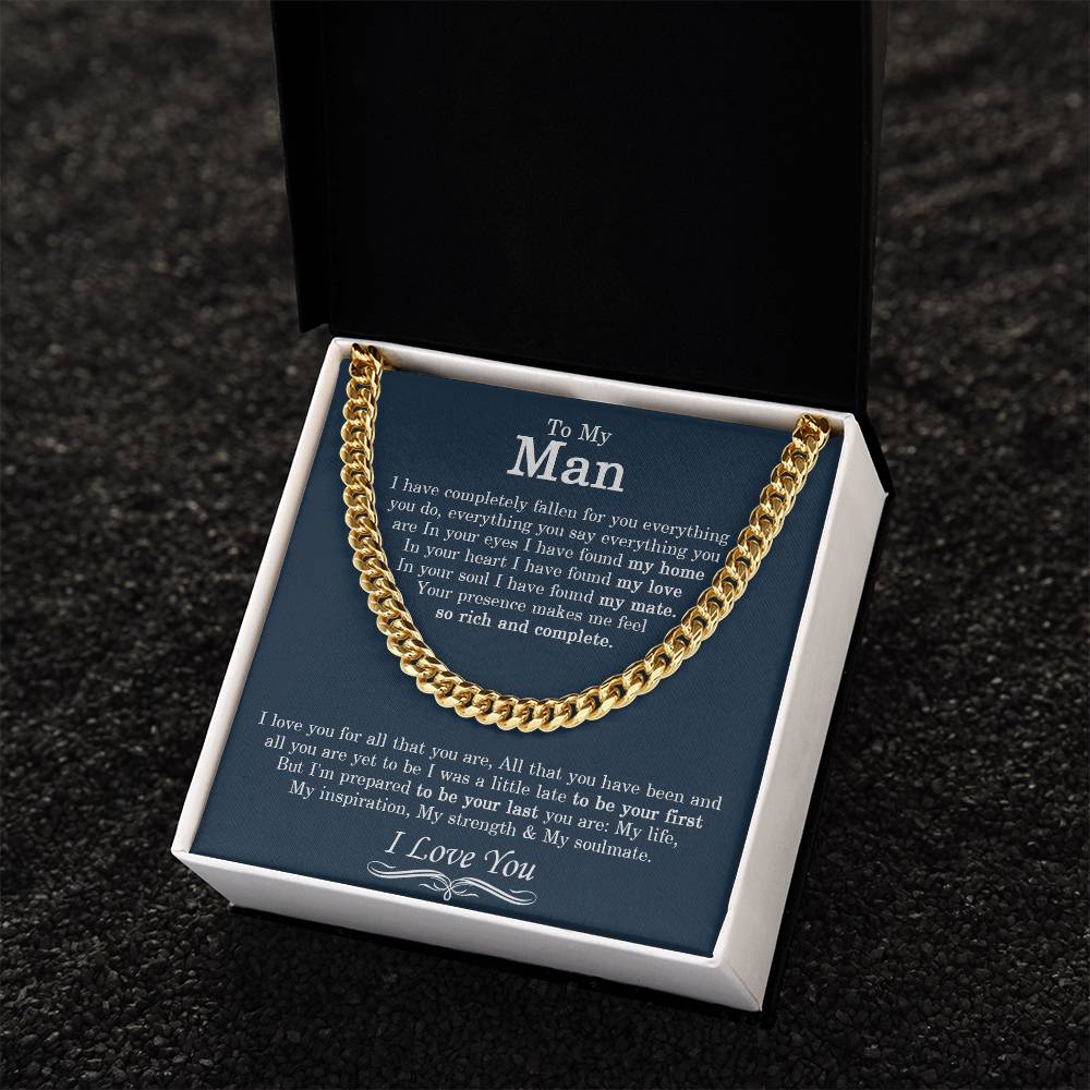 To My Man Chain Necklace Men Chain Necklace Sentimental Gift For Husband Boyfriend Anniversary Gift Valentine Gift Cuban Link Chain