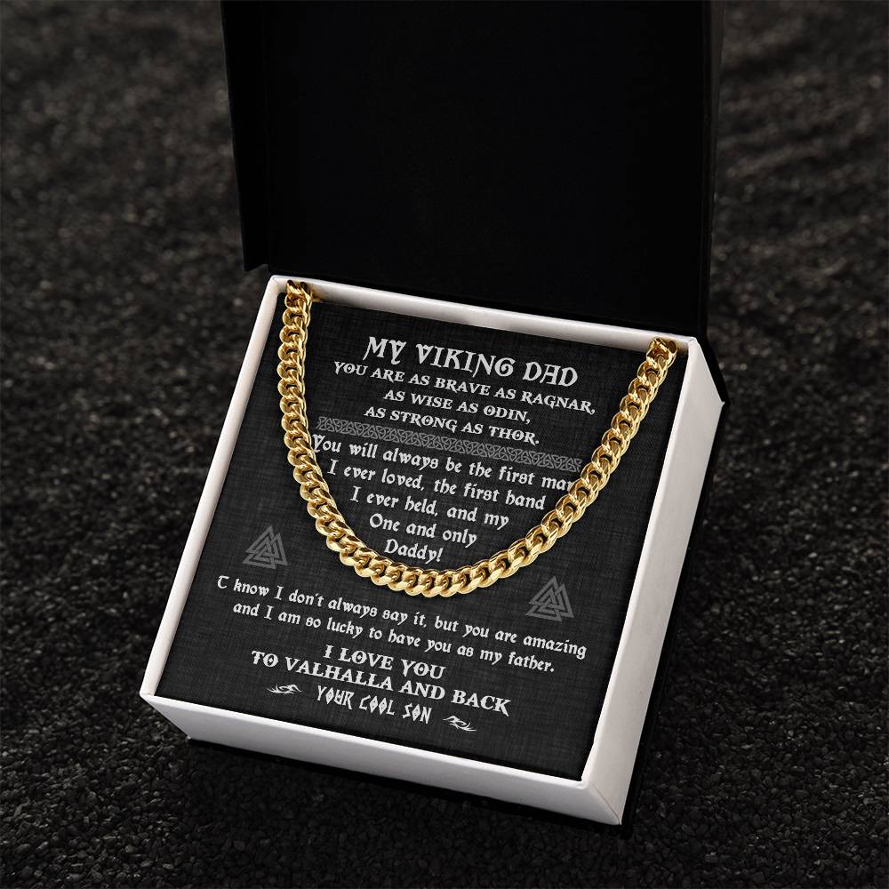 To My Viking Dad Cuban Chain Necklace For Dad Viking Gift For Dad From Son Dad Birthday Father's Day Gift Cuban Link Chain
