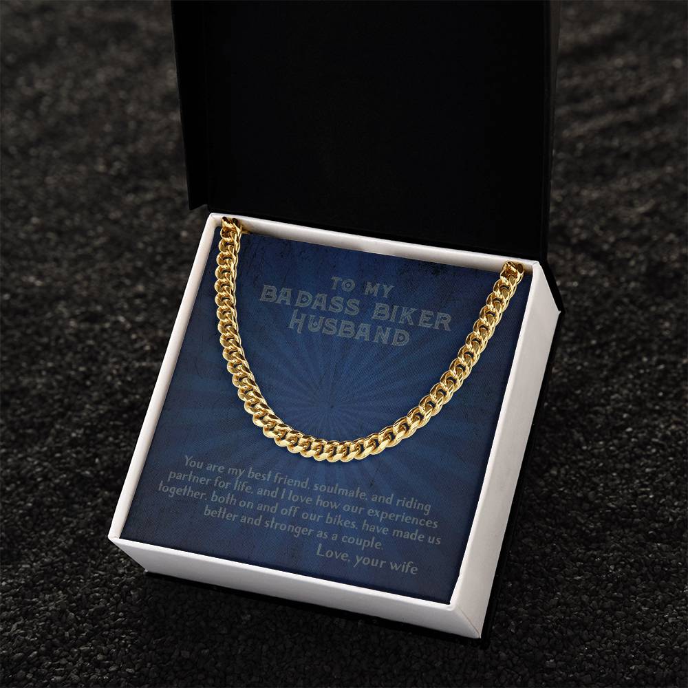 To My Biker Husband - Cuban Chain Necklace From Wife Cuban Link Chain