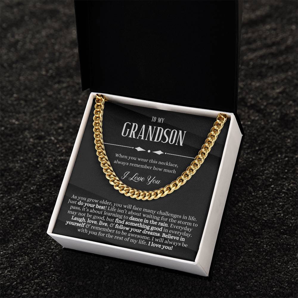 To My Grandson Sentimental Gift For Grandson Grandson Gift From Grandmagrandpa Birthday Graduation Christmas Cuban Link Chain