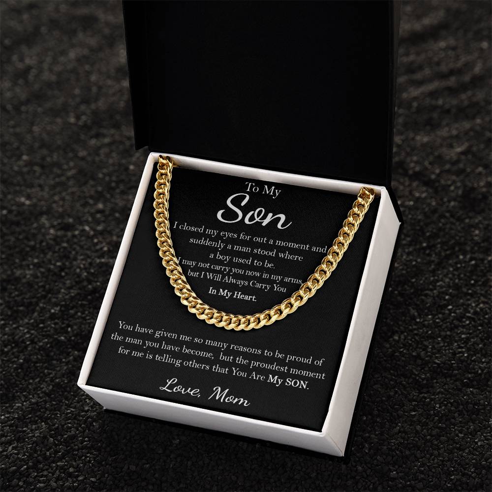 To My Son Necklace Son Birthday Gift From Mom Christmas Gift For Son Cuban Link Chain
