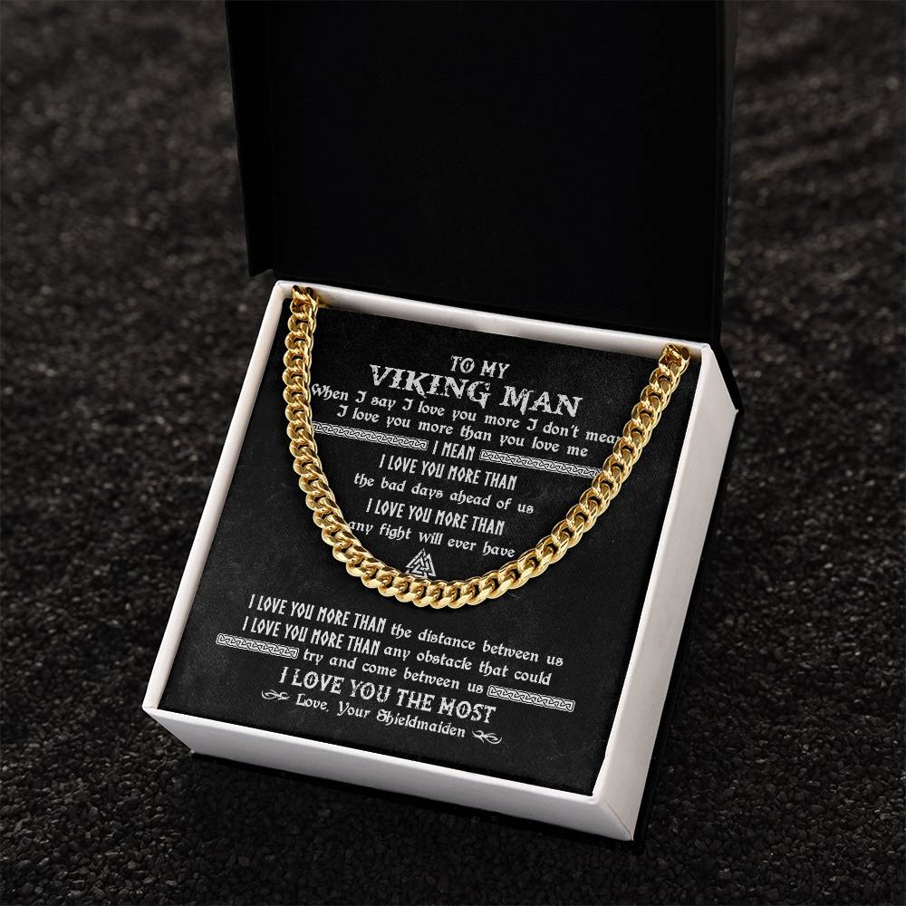 To My Viking Man Necklace Viking Gift For Man To Husband Boyfriend Cuban Link Chain