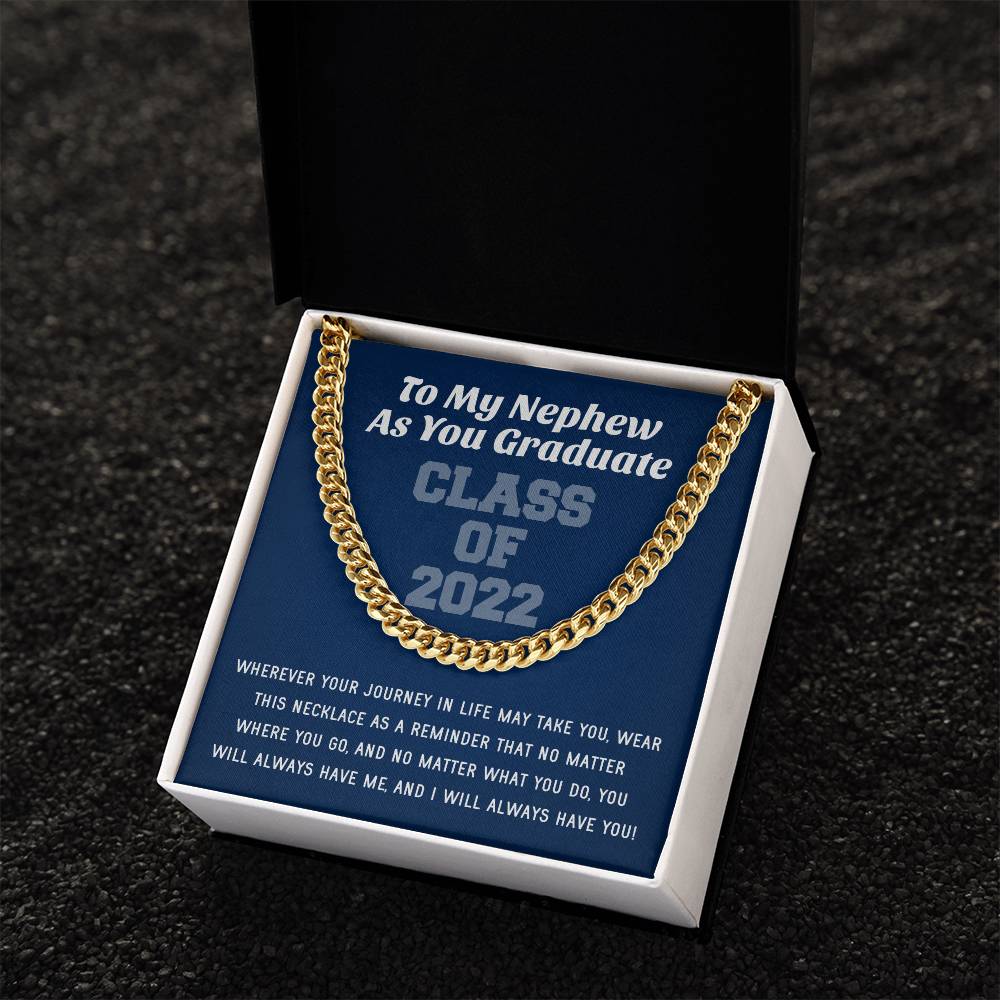 Nephew Graduation Class Of 2022 High School Graduation College Graduation Gift For Nephew Mens Silver Cuban Link Chain