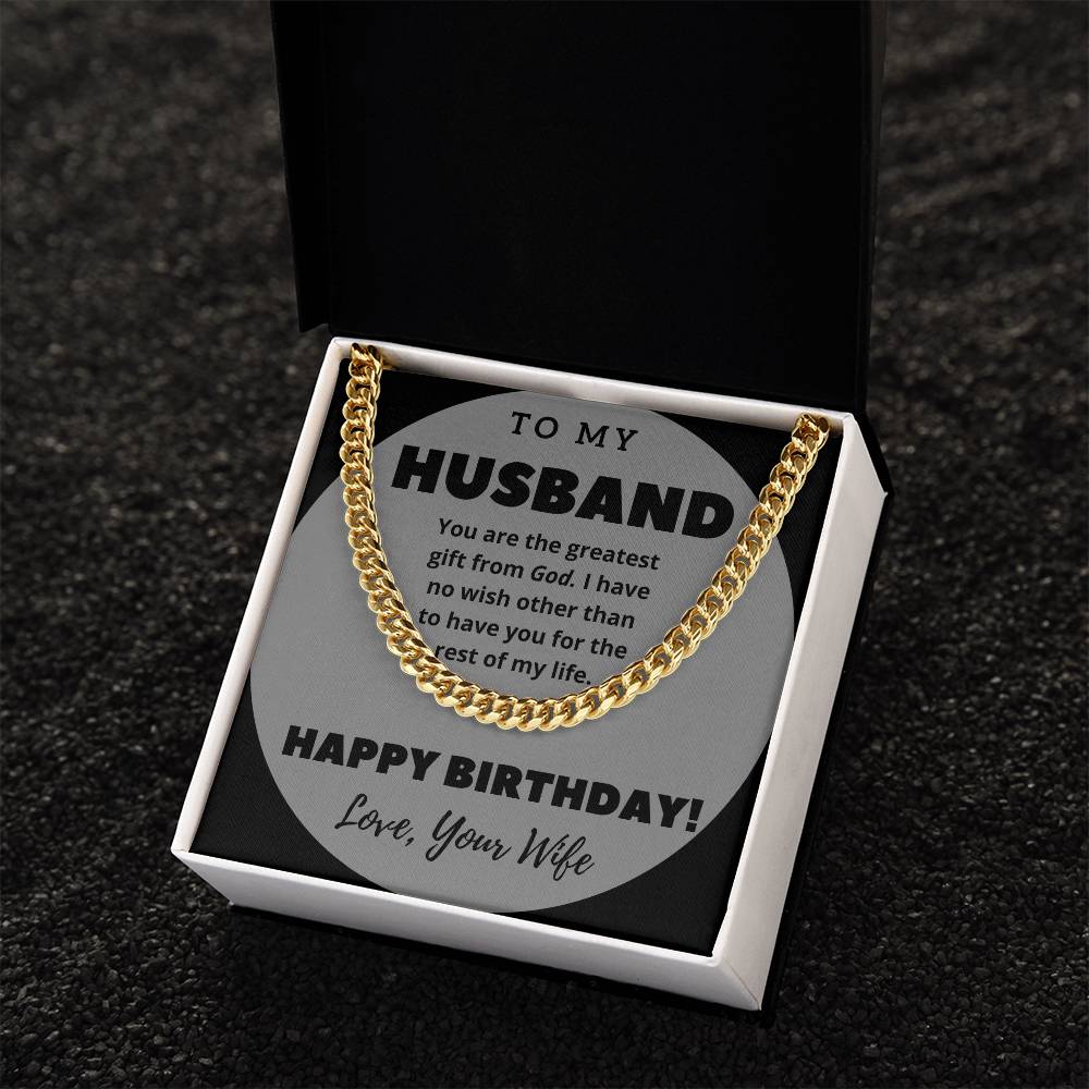 To My Husband Happy Birthday Cuban Link Chain