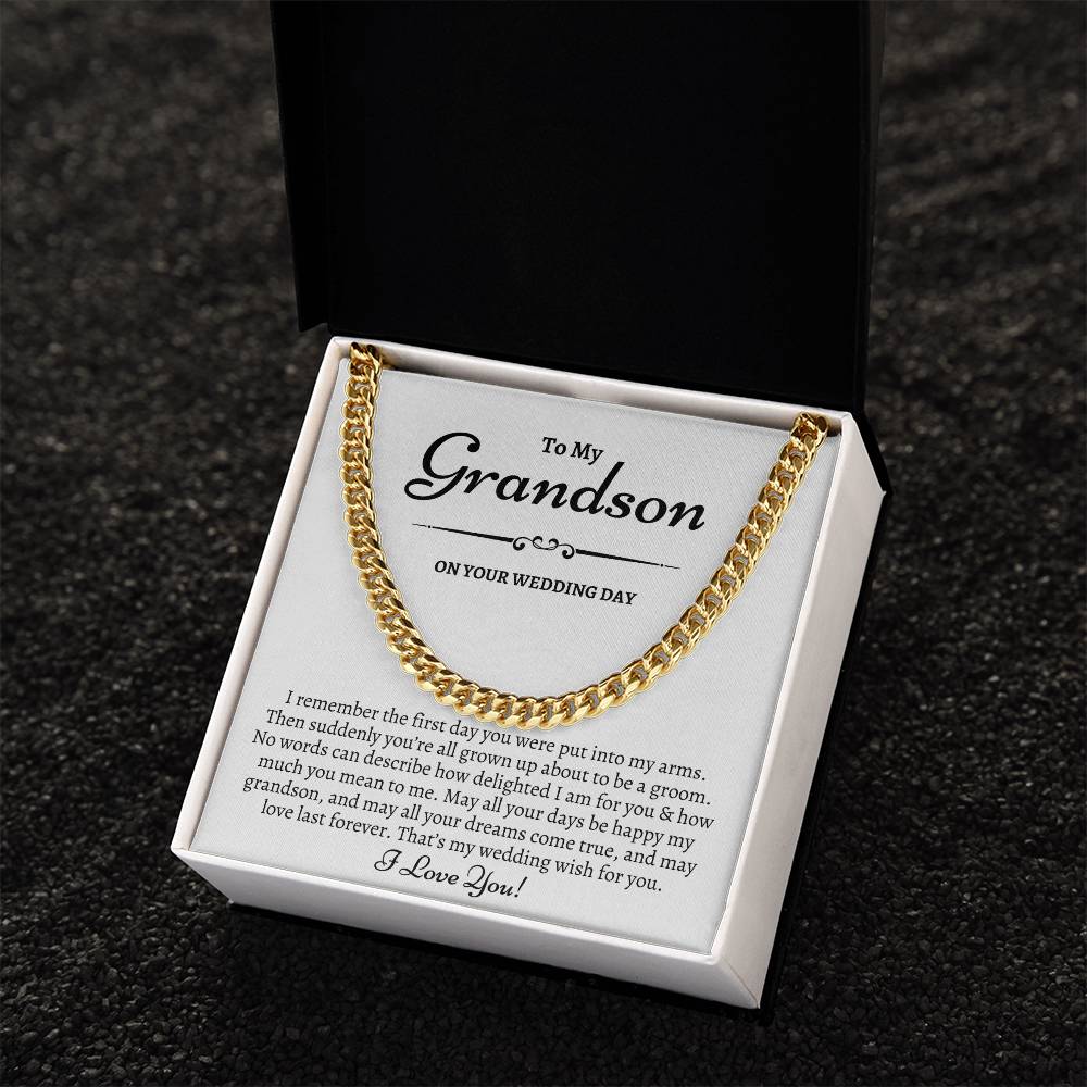 Grandson Wedding Day Gift Gift For Groom From Grandma To My Grandson On His Wedding Day Cuban Link Chain Heartfelt Gif