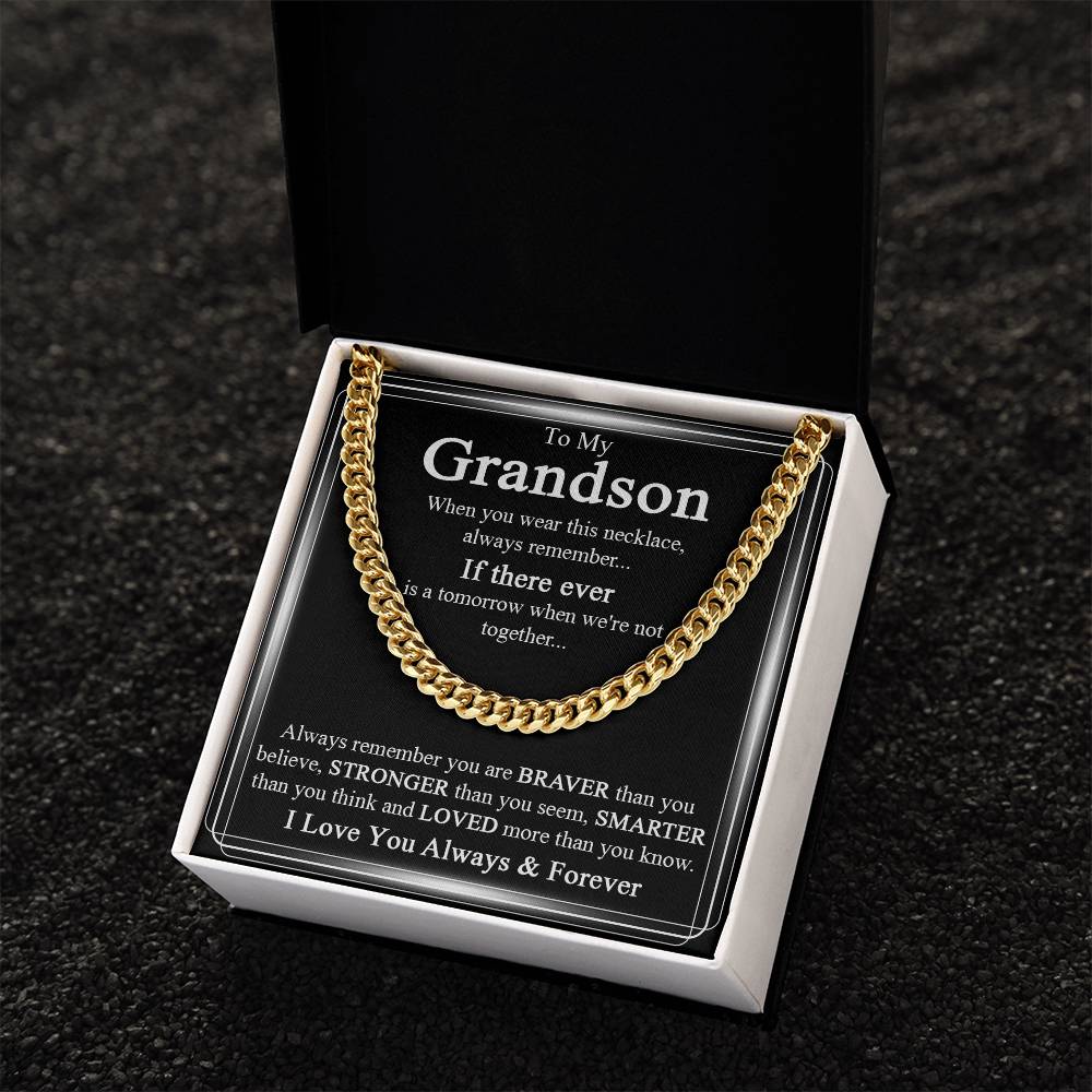 To My Grandson Necklace Grandson Cuban Chain Jewelry Grandma To Grandson Keepsake Gifts For Grandsons Grandson Birthda Cuban Link Chain