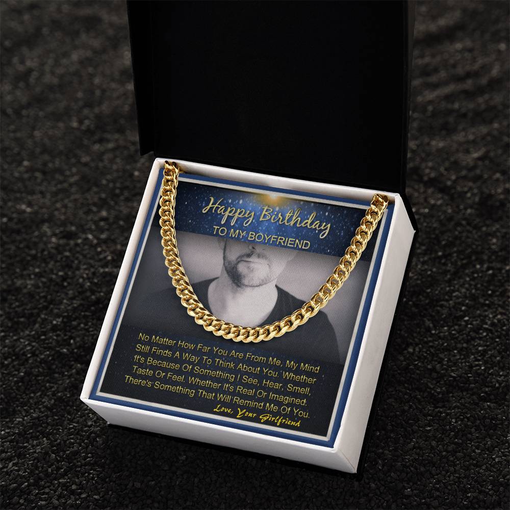 Happy Birthday To My Boyfriend Gifts For Him Cuban Link Necklace Message Card Cuban Link Chain