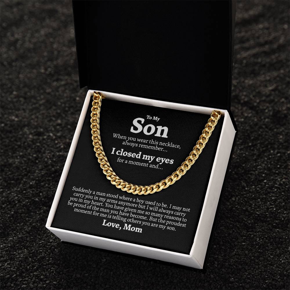 To My Son Chain Necklace Gift For Son From Mom Mother To Son Jewelry Gift Son Birthday Graduation Gift Cuban Link Chain