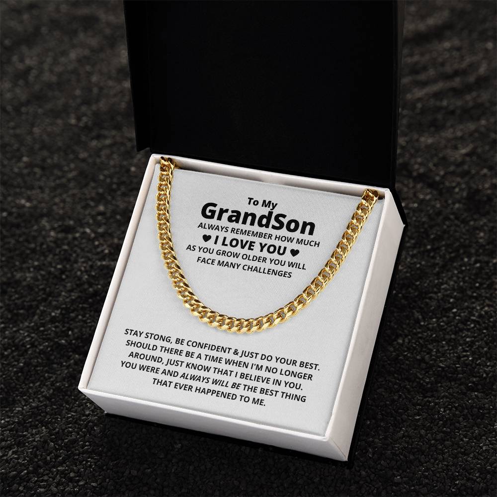 To My Grandson Necklace Christmas Gifts For Grandson Cuban Link Chain Grandson Christmas Grandson Gifts From Grandma A