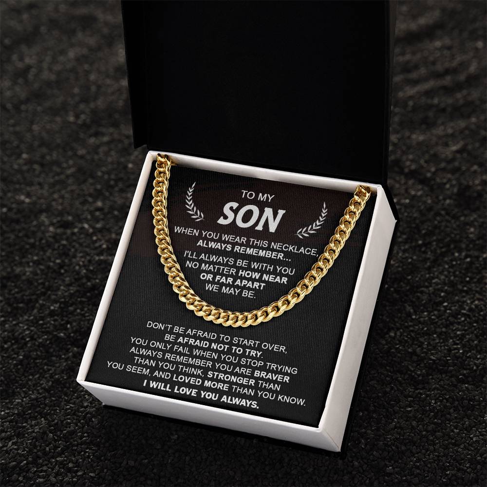 Gift For Son - Never Stop Trying - Cuban Cuban Link Chain