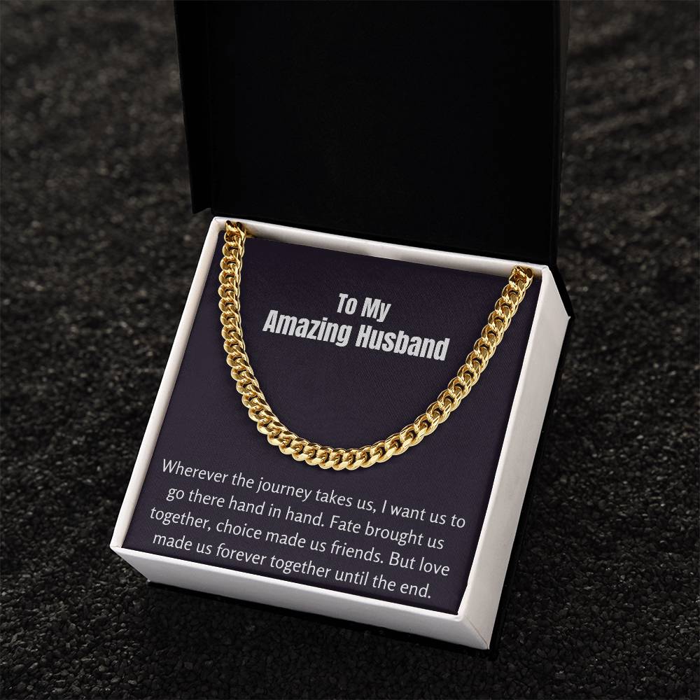 To My Amazing Husband Cuban Link Chain Necklace