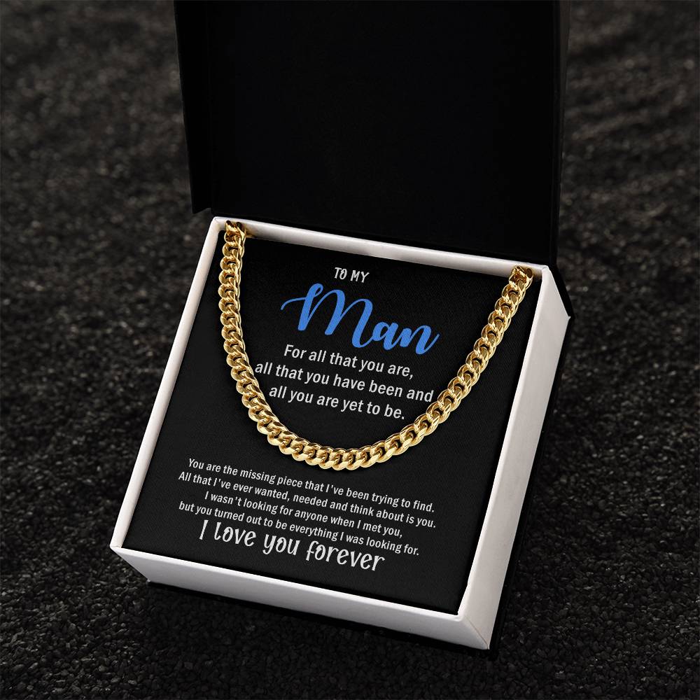 To My Man Cuban Chain Necklace For Him Cuban Link Chain