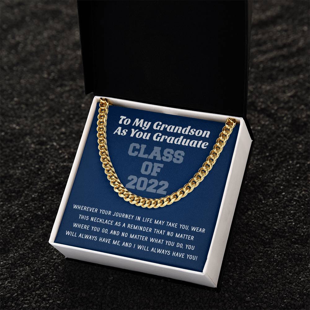 Grandson Graduation Class Of 2022 High School Graduation College Graduation Gift For Grandson Mens Gold Cuban Link Cha Cuban Link Chain