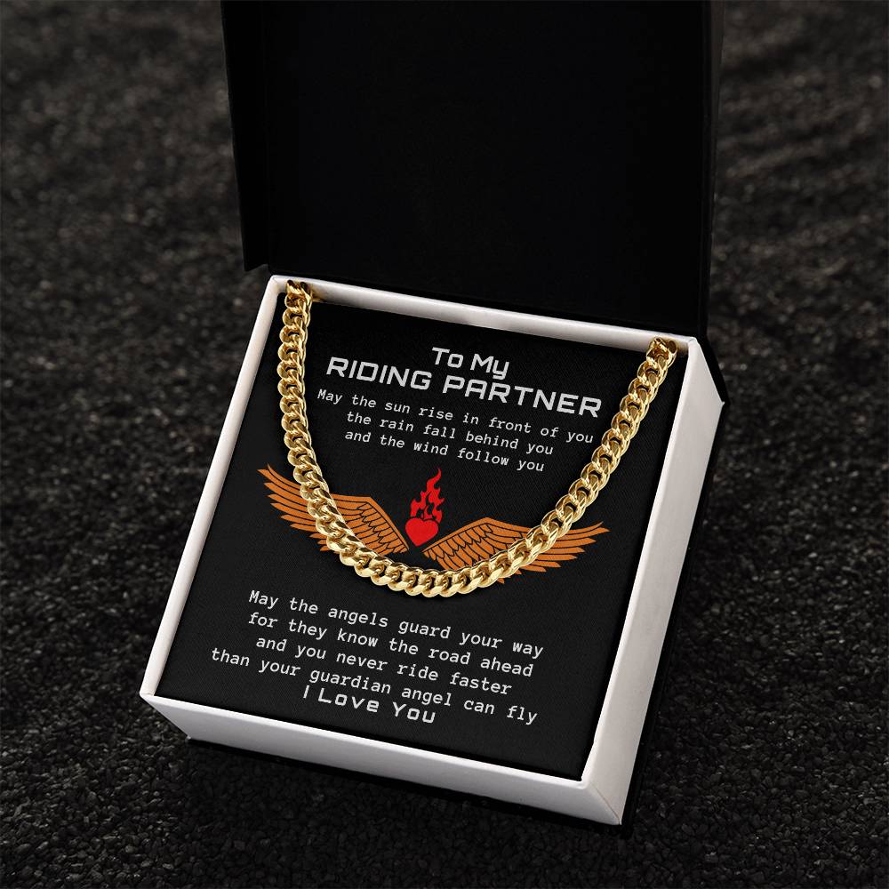 To My Harley Davidson Riding Partner Cuban Link Chain Necklace Gift For Husband Gift For Boyfriend Motorcycle Life Val