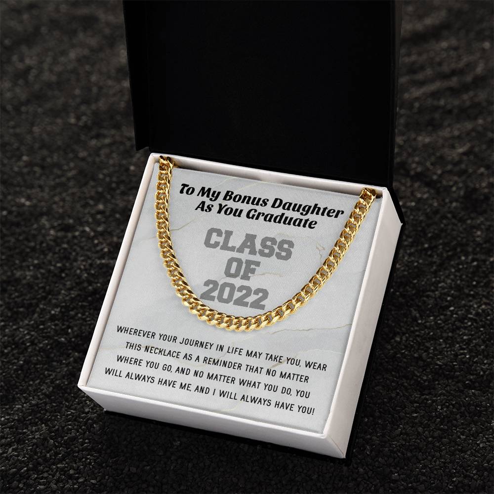 Bonus Daughter Graduation Class Of 2022 High School Graduation College Graduation Gift For Step Daughter Womens Gold C Cuban Link Chain