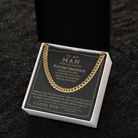 To My Man Chain Necklace Promise Necklace For Him Gift From Girlfriend For Anniversary Birthday Christmas Cuban Link C Cuban Link Chain