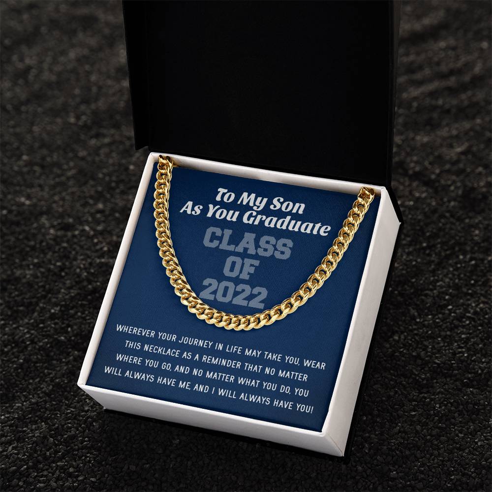 Son Graduation Class Of 2022 High School Graduation College Graduation Gift For Son Mens Gold Cuban Link Chain Necklac