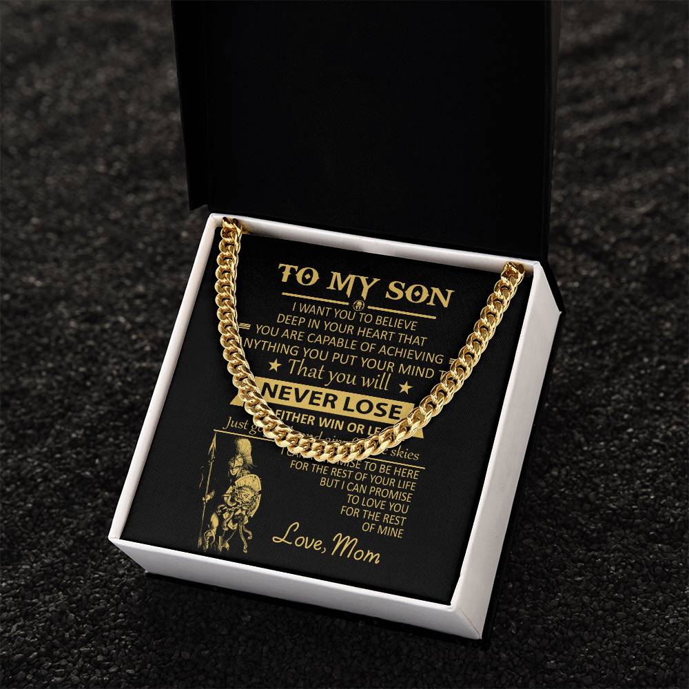 You'll Never Lose Mom Gift For Son Cuban Link Chain Necklace