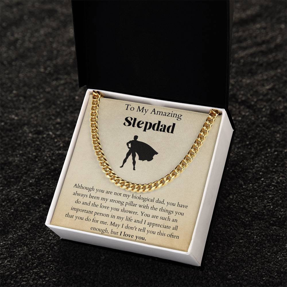 Fathers Day Gift For Stepdad. Stepdad Gift. Birthday Gift For Stepdad. I Love You Stepdad. Stepdad Gift On Fathers Day Cuban Link Chain