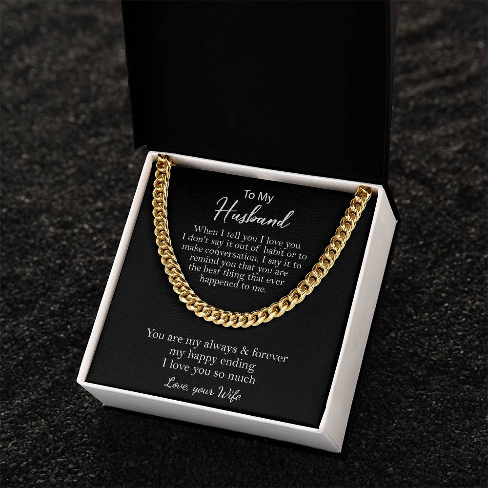 To My Husband Necklace Cuban Chain Necklace For Men Husband Birthday Valentine's Day Gift Cuban Link Chain