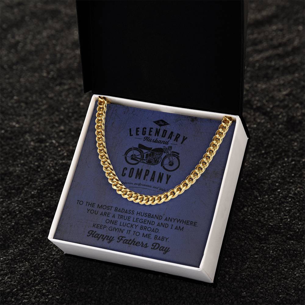To Husband From Wife Father's Day Gift Badass Biker Cuban Chain Necklace Cuban Link Chain