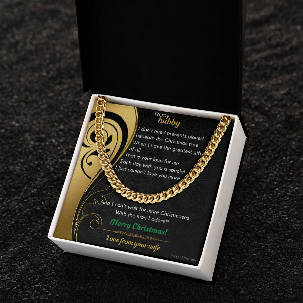 To My Hubby Christmas Cuban Link Chain Necklace