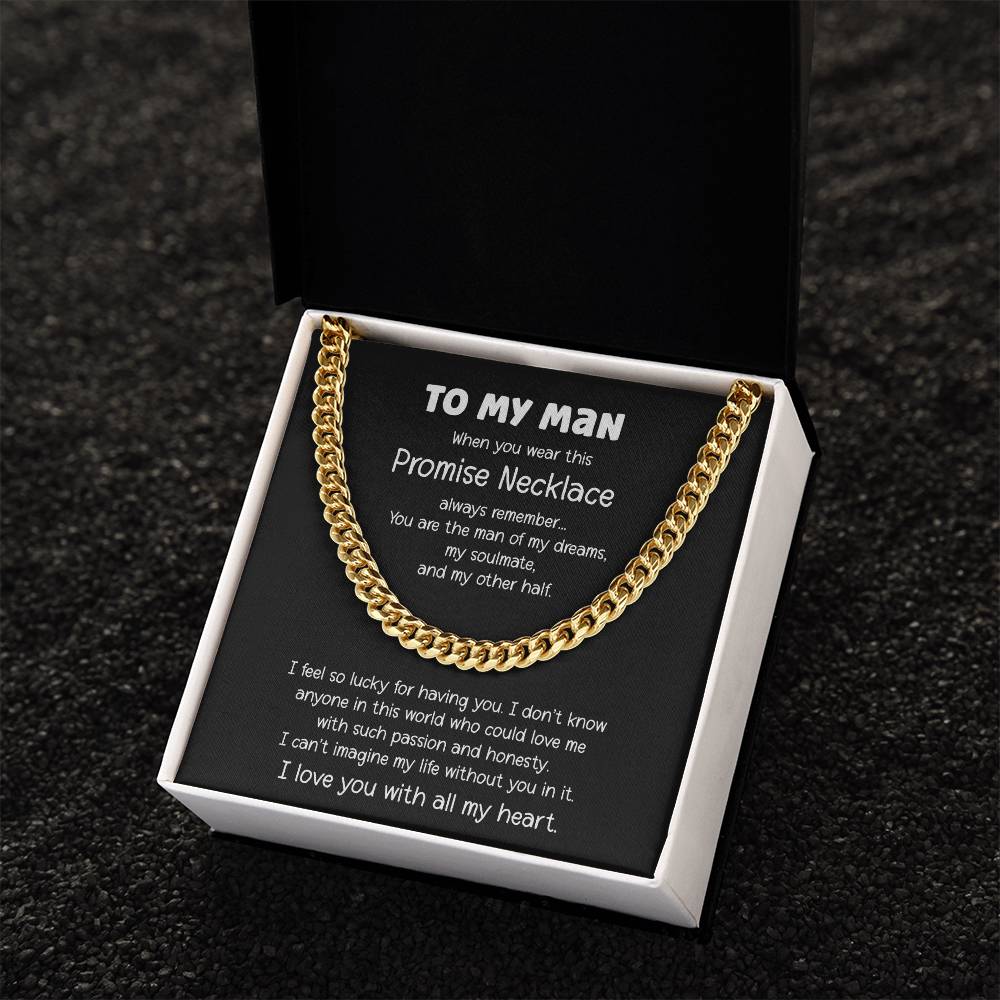 Promise Necklace For Him Gift From Girlfriend For Valentines Day Anniversary Birthday Cuban Link Chain
