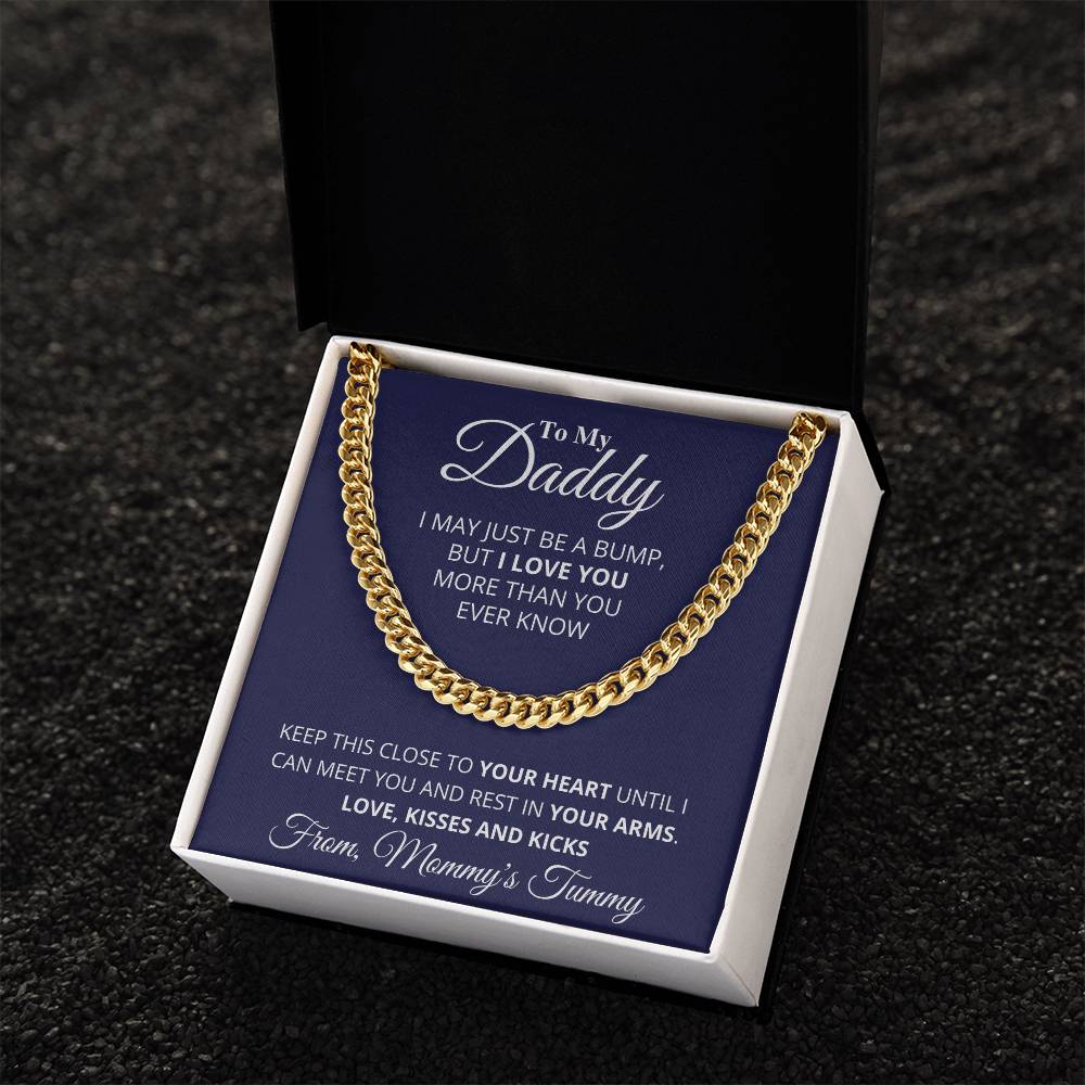 Daddy To Be From Baby Bump Cuban Link Chain Daddy To Be Necklace Gift First Time Dad Gift New Dad Gift