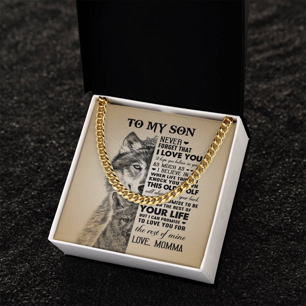 To My Son Cuban Link Chain Necklace