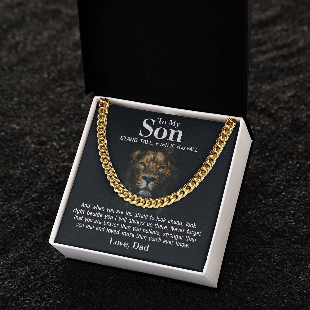 To My Son - Stand Tall From Dad  Cuban Link Chain Necklace